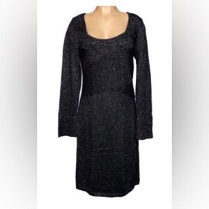 White House Black Market. Elegant Black with Silver Sparkle SweaterDress.Medium